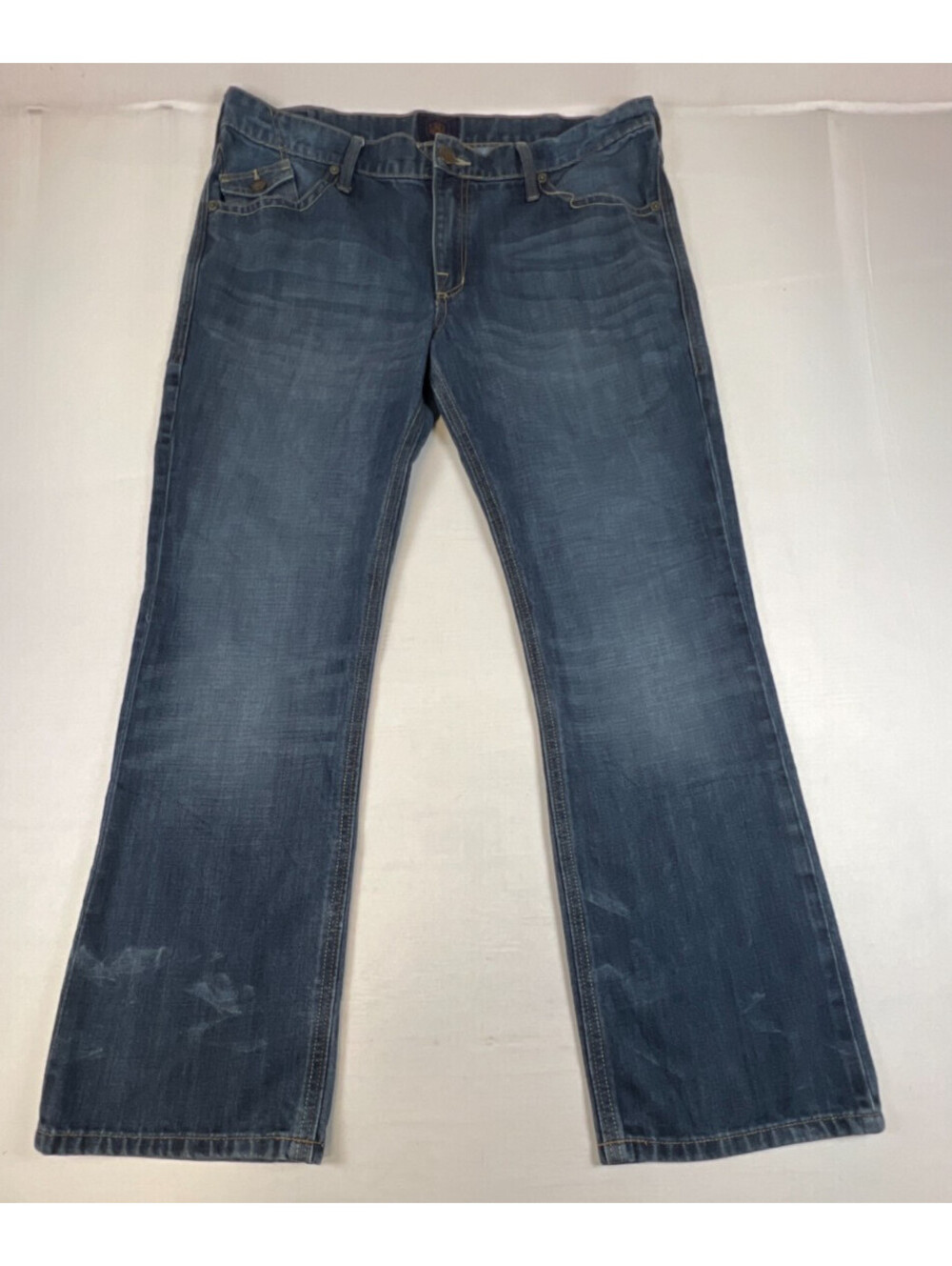 Rock & Republic Men 38x32 Blue Flap Pocket Embroidered Logo Bootcut Jeans